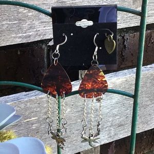 Amber and dragonfly earrings